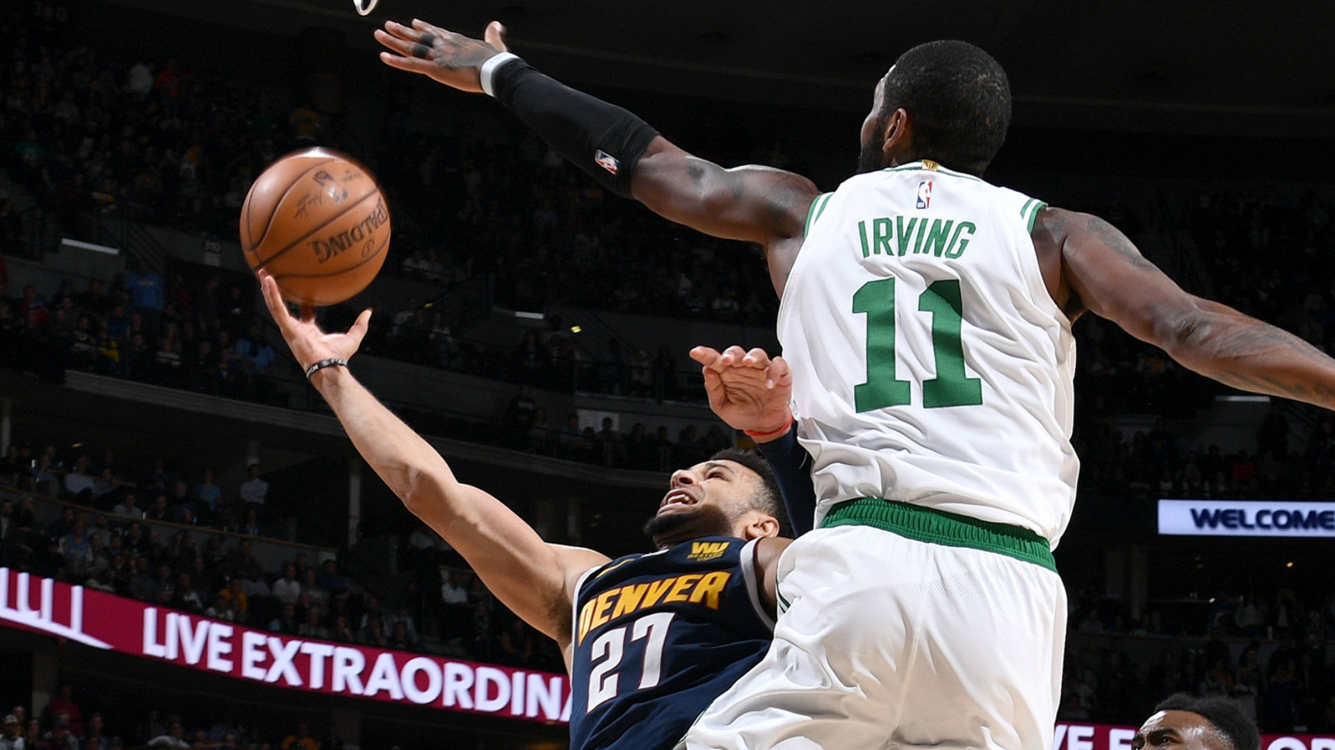 kyrie irving threw into denver nuggets crowd to jamal murray