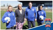 Lawrie McKinna and Nuatali Nelmes with Cassidy Davis and Claire Coelho at No.2 Sportsground