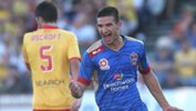 Steven Ugarkovic celebrates scoring against the Mariners during the 2015/16 season.