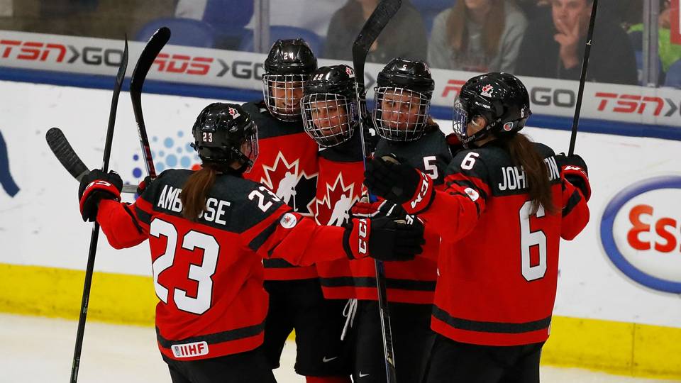 Znalezione obrazy dla zapytania pyongyang 2018 ice hockey women Canada OAR