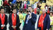 Wellington Phoenix General Manager David Dome addresses dignitaries after Wellington Phoenix's Huawei Capital Cup clash with Beijing BG.