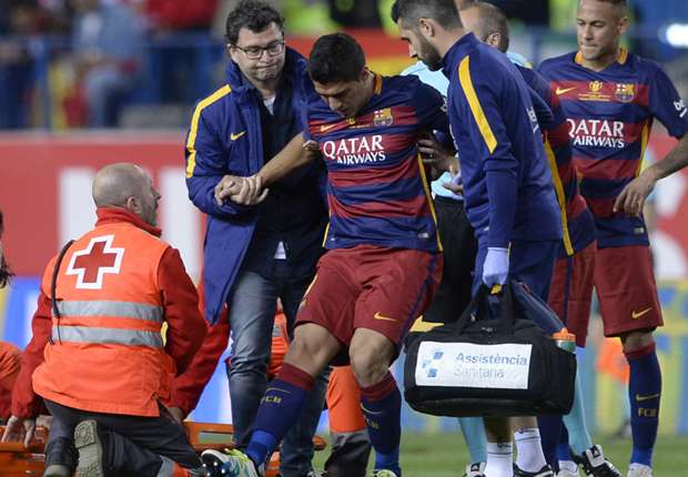 Luis Suarez amepata majeraha katika fainali ya Kombe la Mfalme