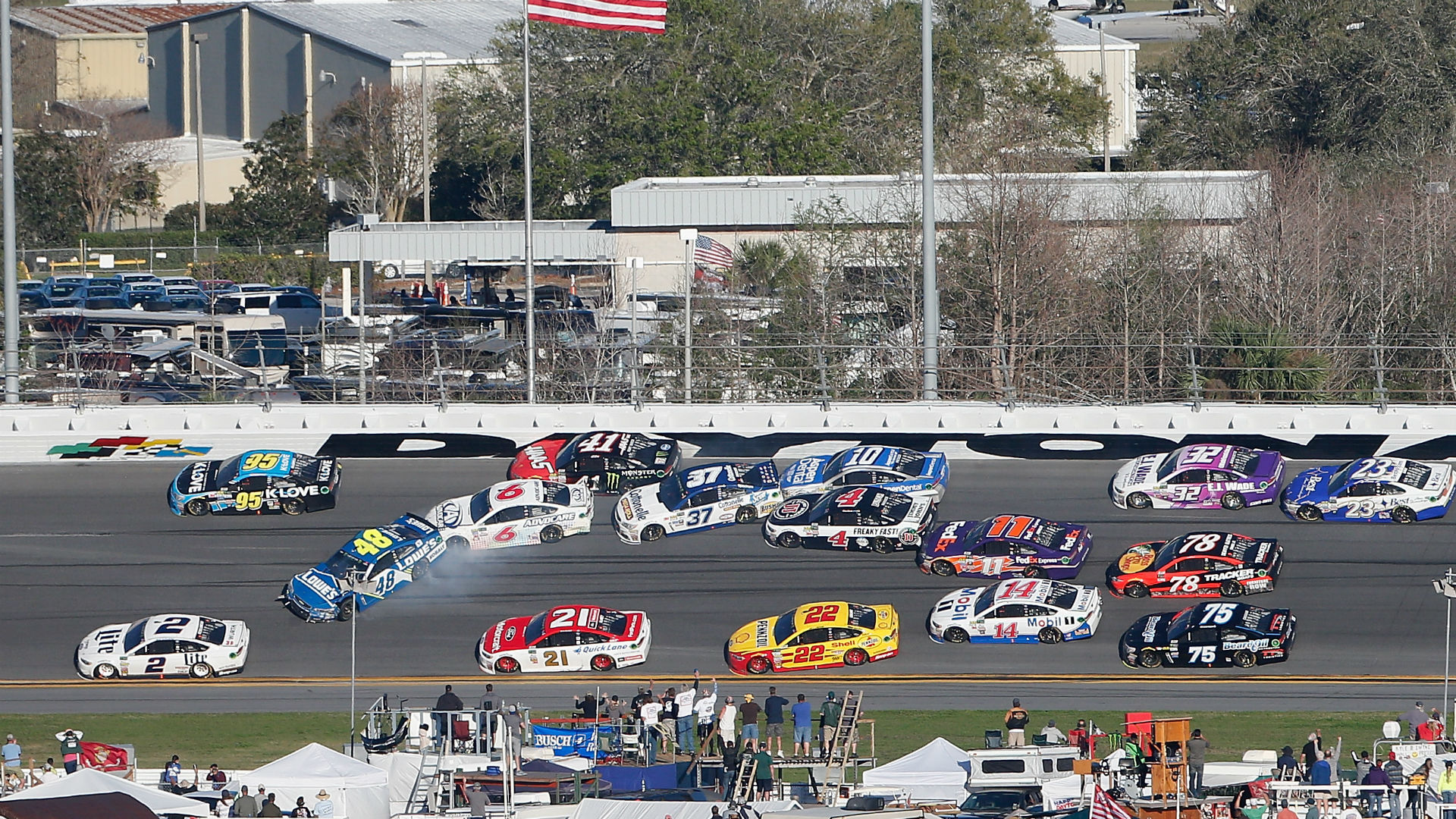 Watch Jimmie Johnson involved in 16car 'Big One' during Daytona 500