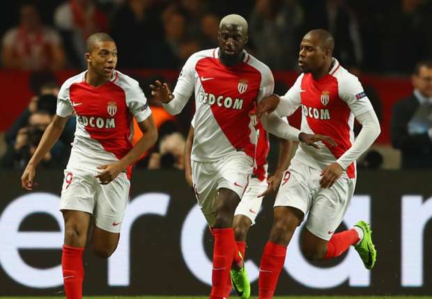 Monaco celebrate Kylian Mbappe's opener