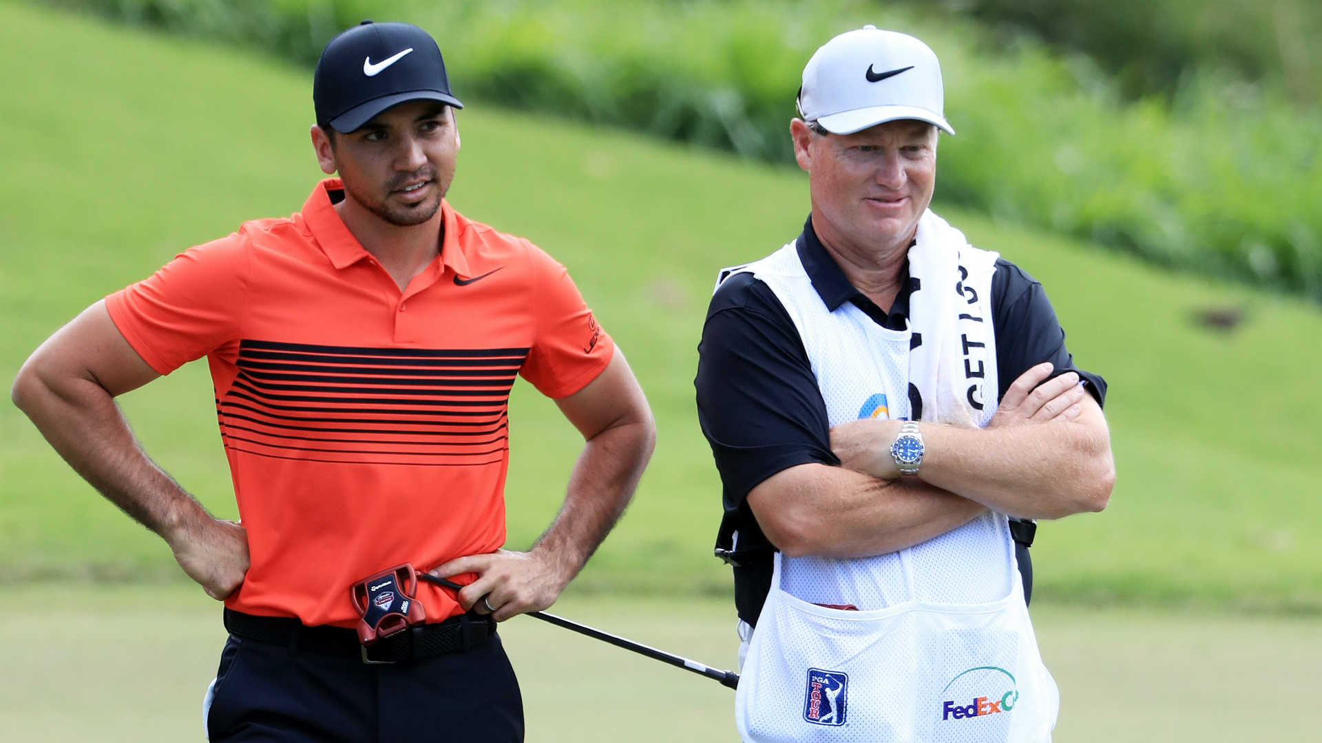 Jason Day left and Colin Swatton