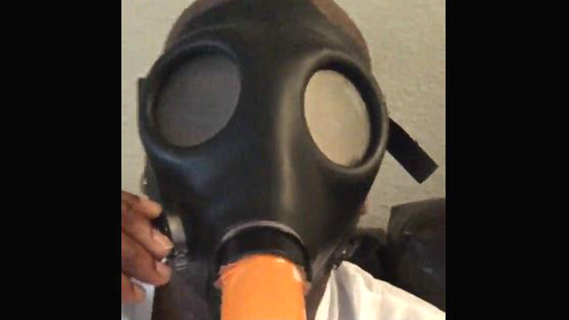 cartoon smoking a gas mask weed