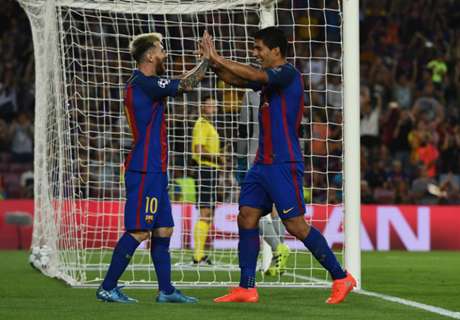 Suarez celebrates MSN reunion