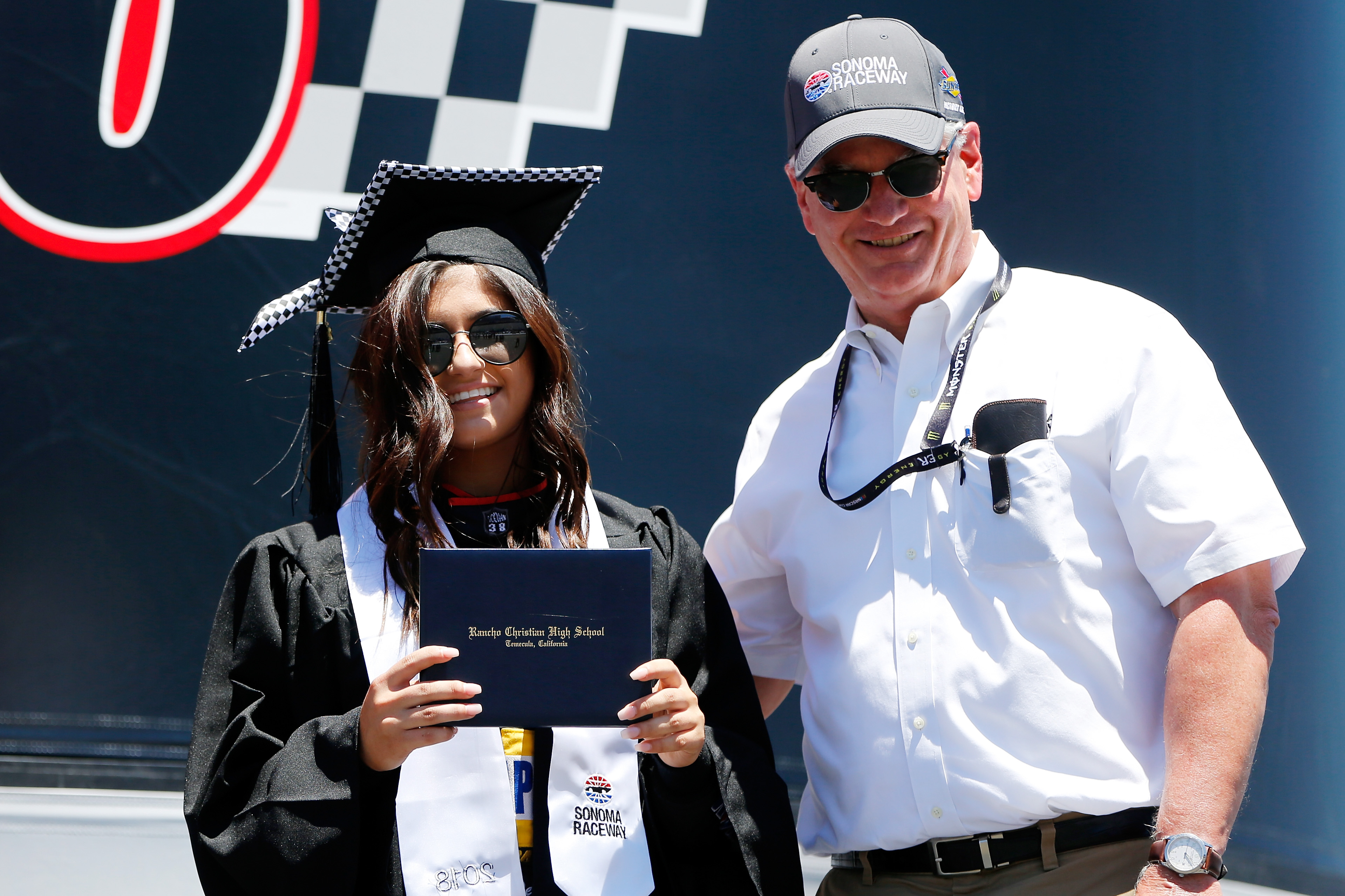 NASCAR driver Hailie Deegan has her HS graduation at track just before racing