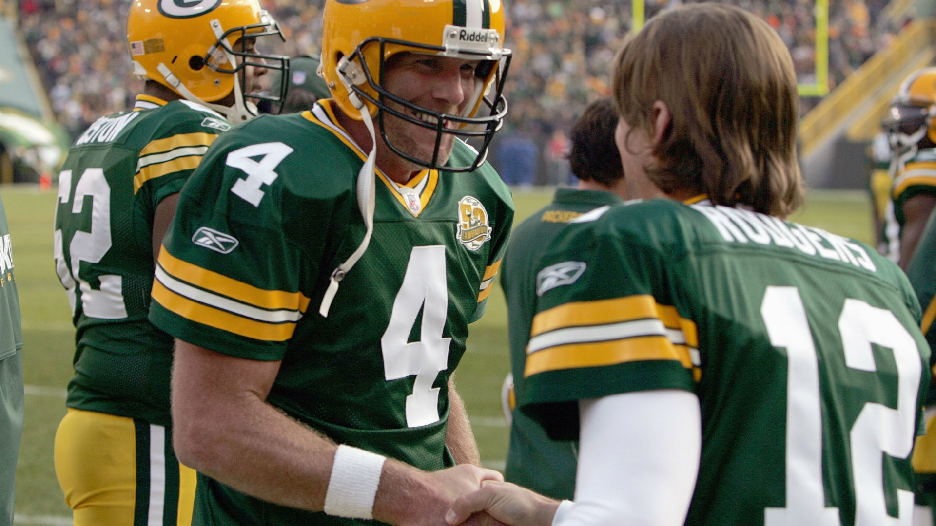 Brett Favre's grandson meets favorite quarterback Aaron Rodgers