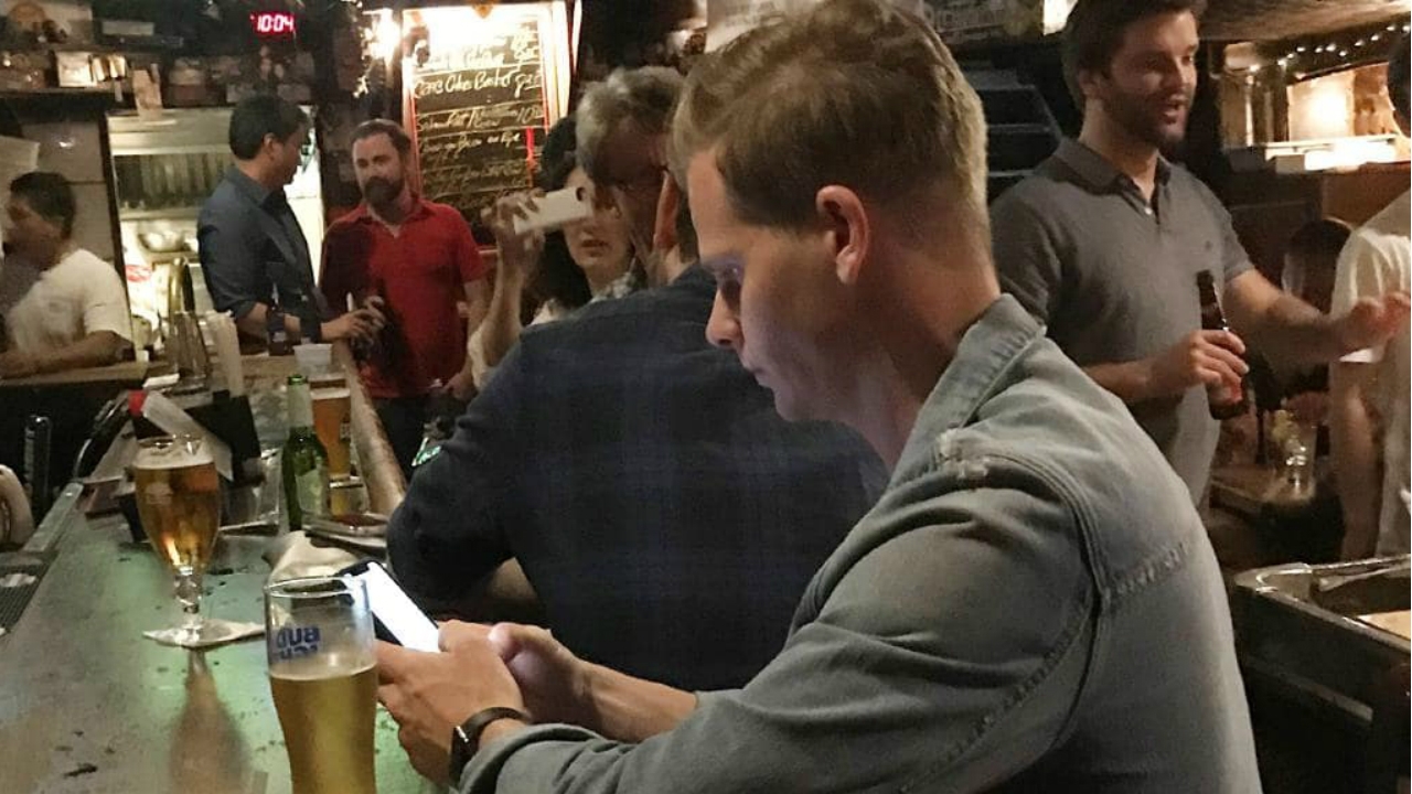 Image result for Steve Smith drinks beer alone