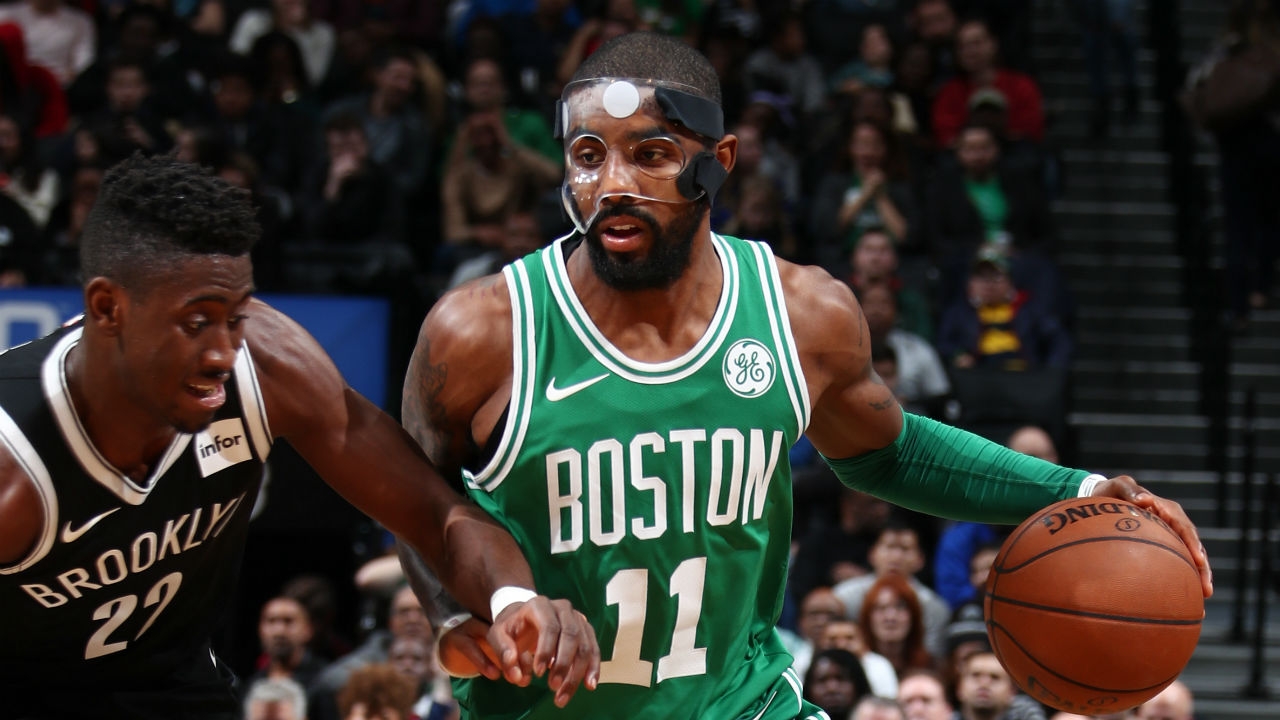 Masked Kyrie Irving leads Celtics to 13th straight win ...