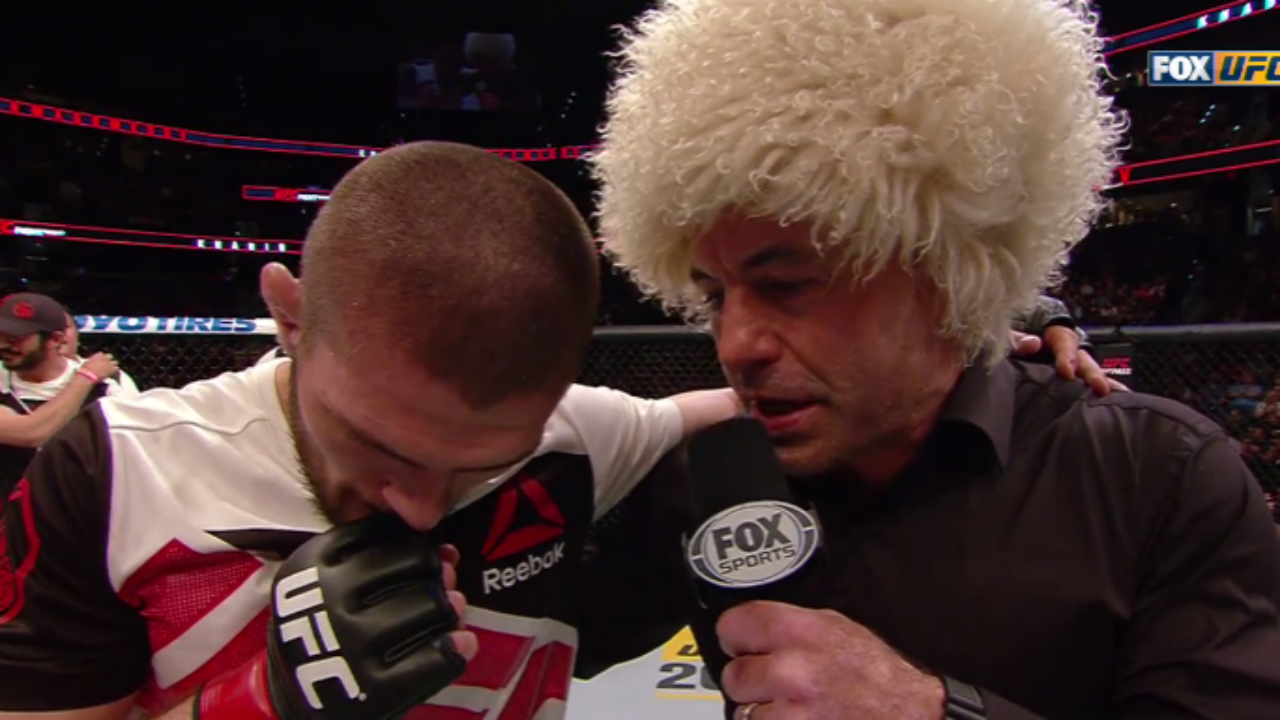 joe rogan wearing khabib hat