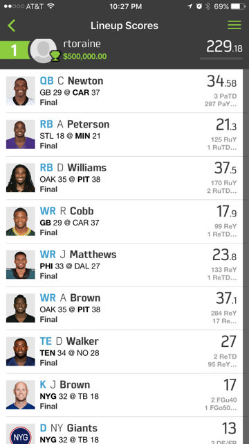 best week 10 fanduel lineup