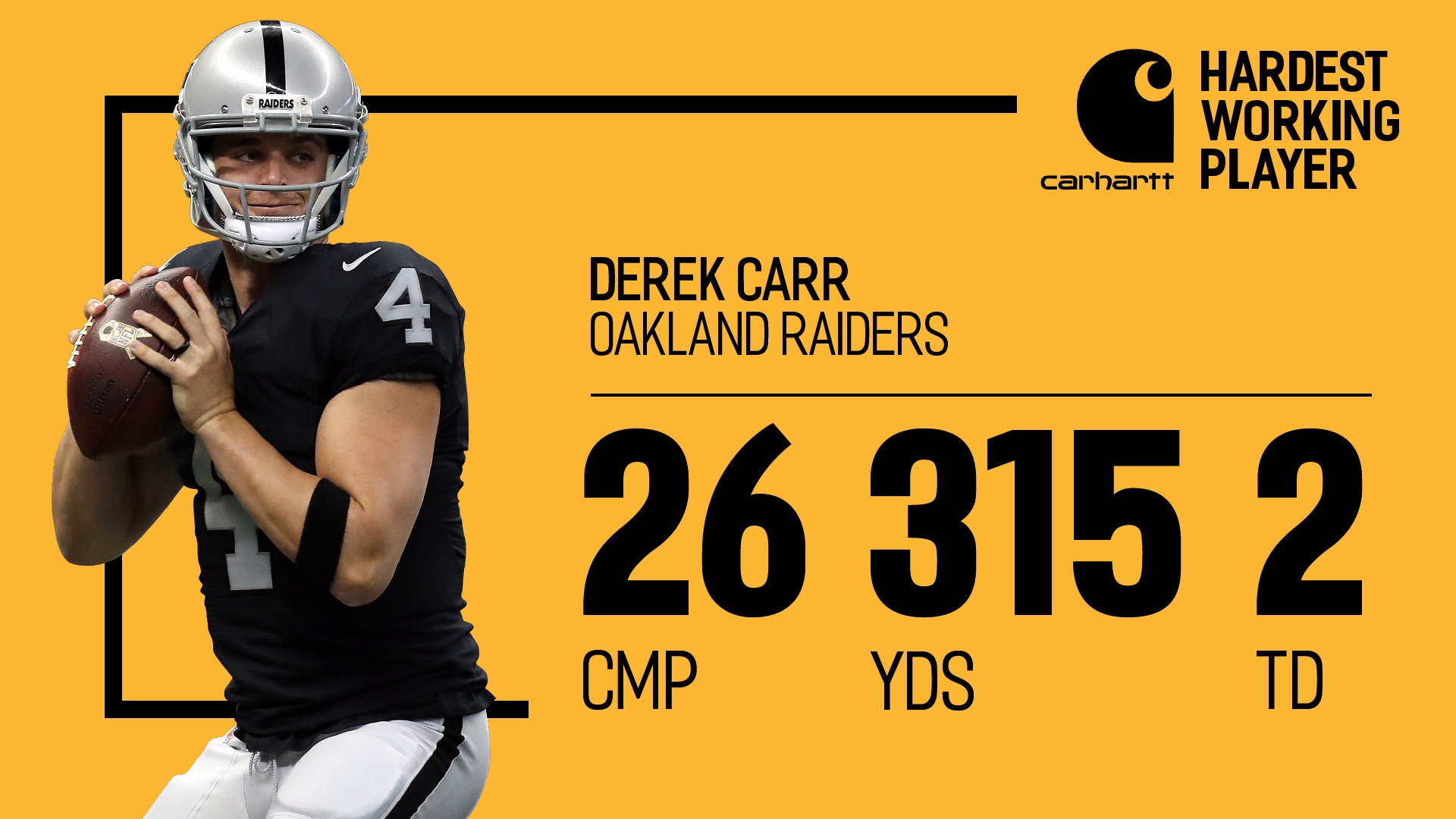 Derek Carr Oakland Raiders Black Youth Player Home Jersey