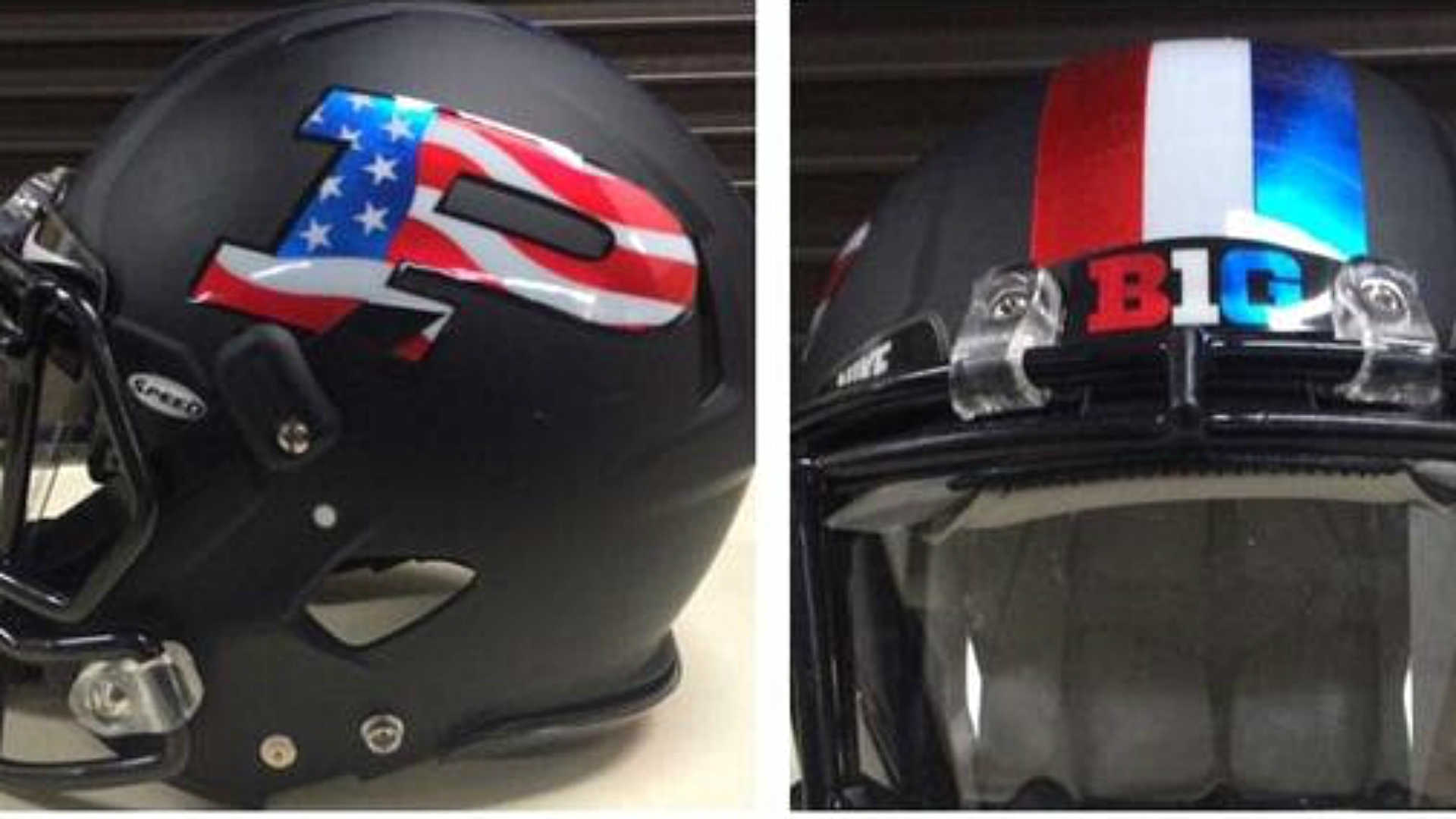 Purdue helmets honoring military vs. Wisconsin NCAA Football