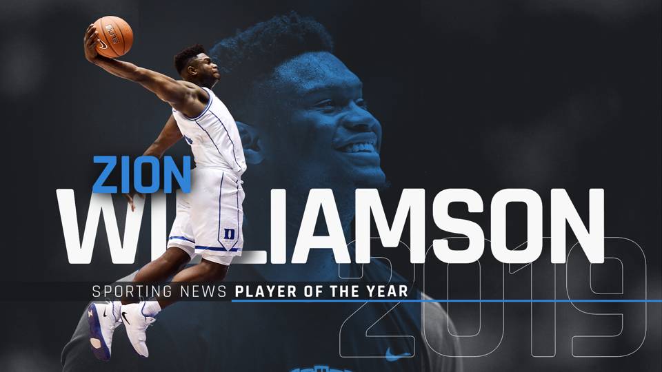 Duke's Zion Williamson is Sporting News Player, Freshman of the Year | NCAA Basketball ...