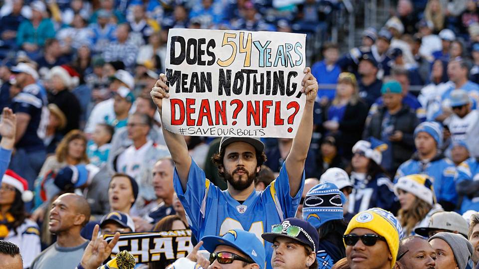 Angry San Diego fans dump their Chargers gear in front of team facility