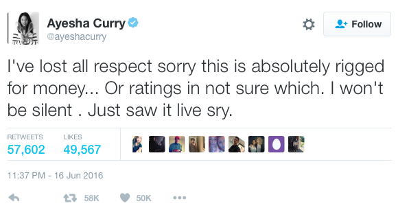 Ayesha store curry tweet