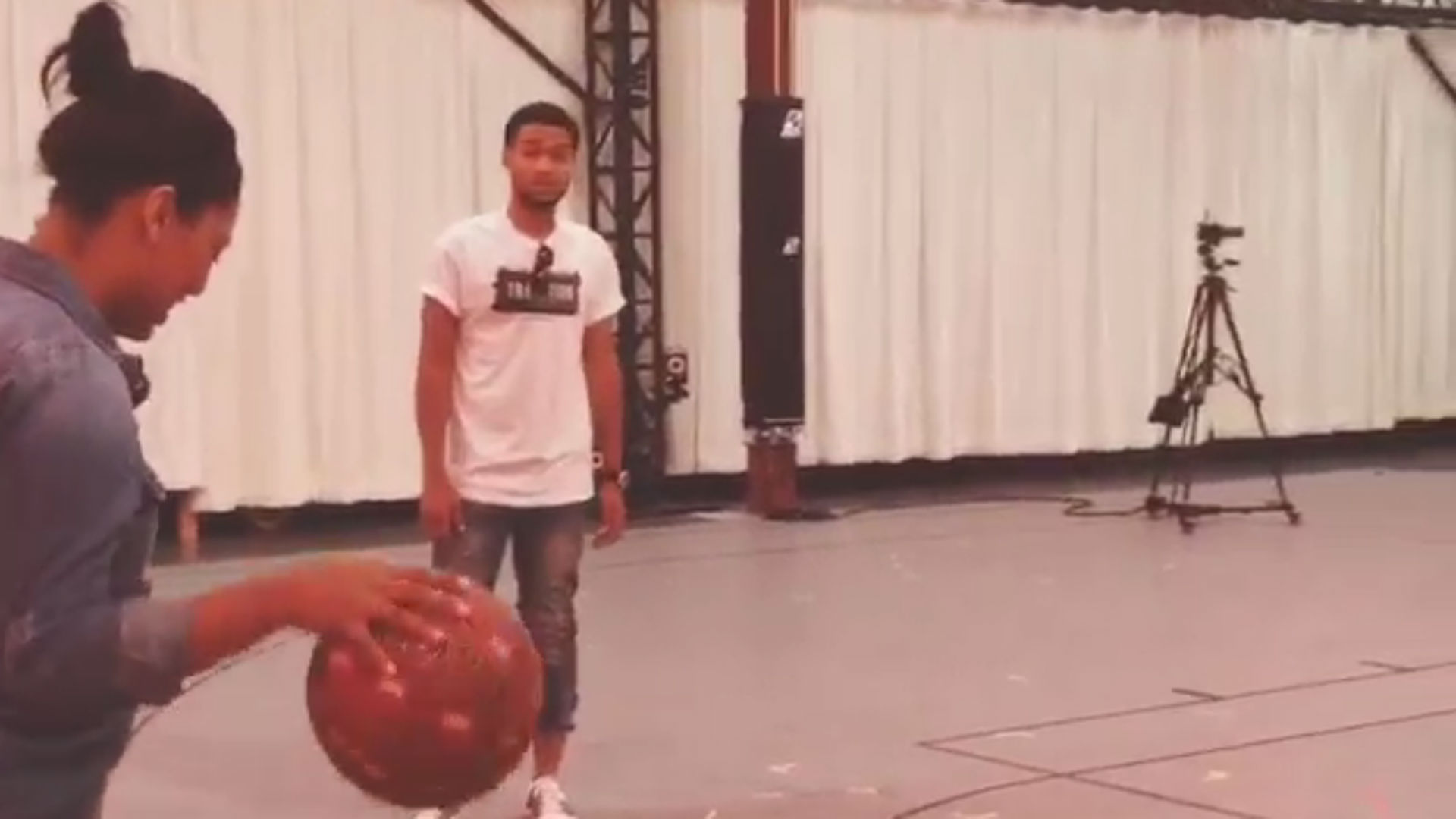 Stephen Curry's wife is out here draining NBArange 3pointers while
