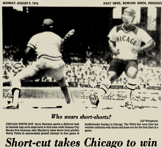 The White Sox are busting out their 1976 throwback uniforms; shorts will  not be worn