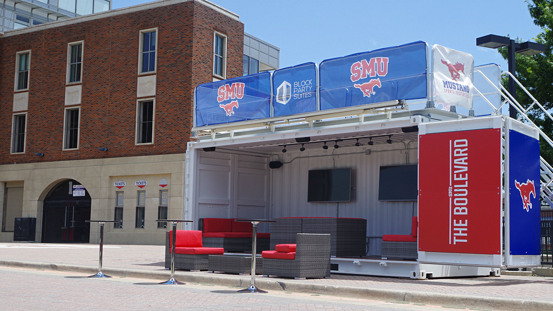 SMU using trickedout shipping containers to host tailgates this fall