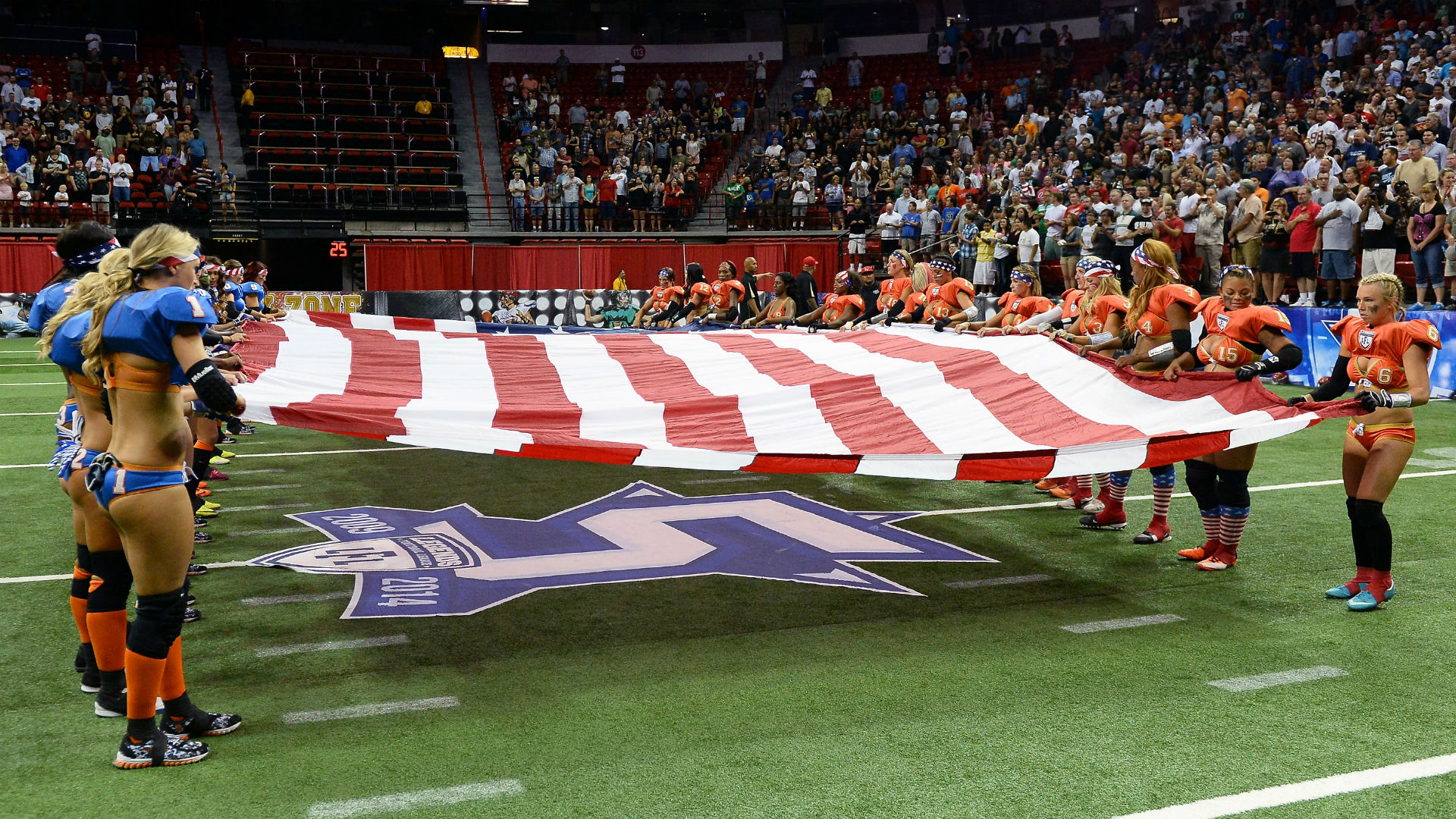 Allwomen LFL mocks NFL kneelers 'WE stand in salute of our flag