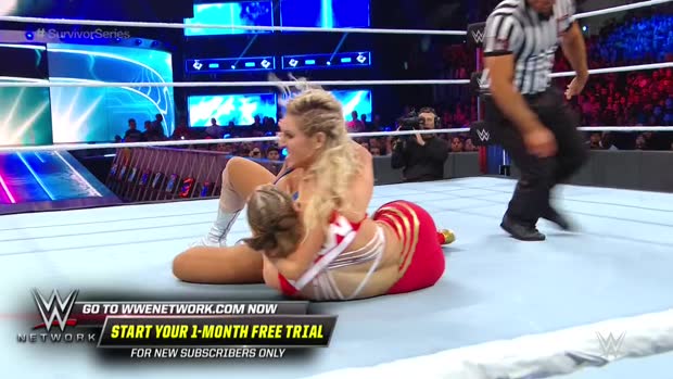 Charlotte Flair slams Ronda Rousey face-first into the turnbuckle: Survivor Series 2018 (WWE Network Exclusive) Charlotte Flair slams Ronda Rousey face-first into the turnbuckle: Survivor Series 2018 (WWE Network Exclusive)