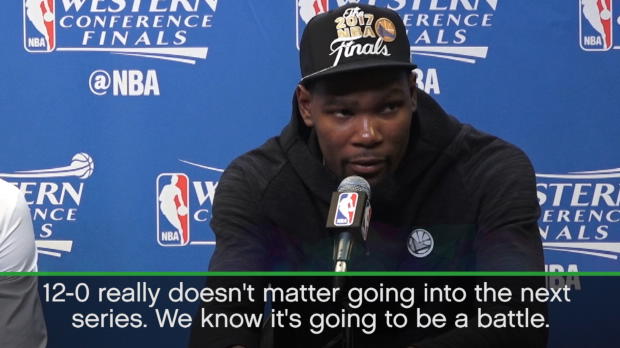 Durant proud of unbeaten playoff run but prepared for Finals battle