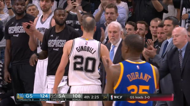 Ginobili given emotional Spurs send-off