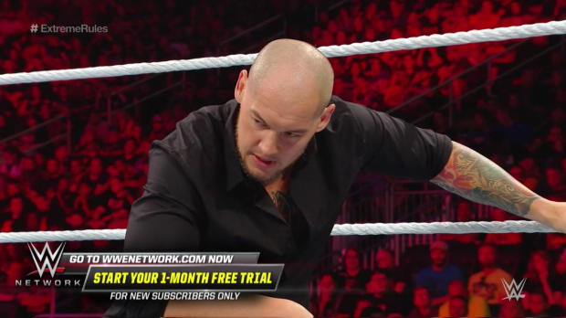 "Constable" Baron Corbin relentlessly assaults Finn Bálor: WWE Extreme Rules 2018 (WWE Network Exclusive) "Constable" Baron Corbin relentlessly assaults Finn Bálor: WWE Extreme Rules 2018 (WWE Network Exclusive)
