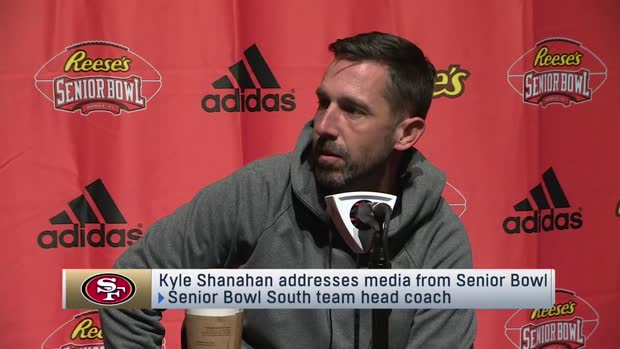 San Francisco 49ers head coach Kyle Shanahan explains the advantage of coaching at Reese's Senior Bowl San Francisco 49ers head coach Kyle Shanahan explains the advantage of coaching at Reese's Senior Bowl