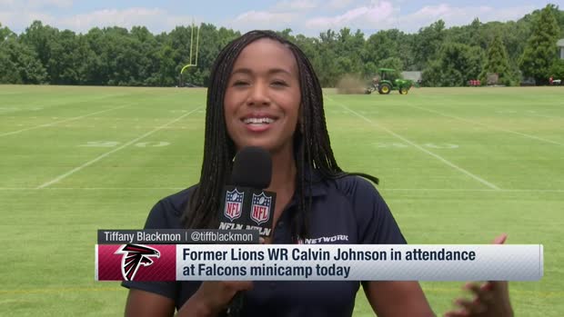 Megatron in Atlanta? NFL Network's Tiffany Blackmon explains why former NFL wide receiver Calvin Johnson was at Falcons minicamp Megatron in Atlanta? NFL Network's Tiffany Blackmon explains why former NFL wide receiver Calvin Johnson was at Falcons minicamp