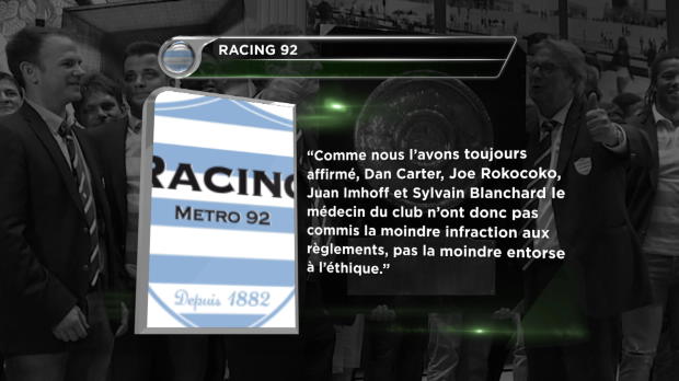 Top 14 : Top 14 - Racing 92 : Carter, Rokocoko et Imhoff blanchis