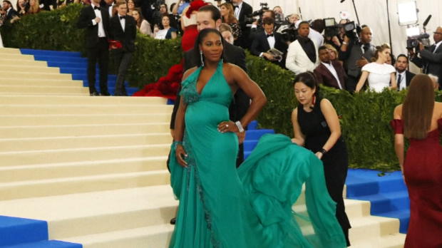 Serena Williams shows off baby bump at Met Gala