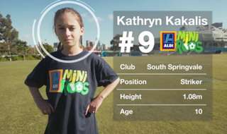 Melbourne Victory's Westfiled W-League star Gulcan Koca took on ALDI MiniRoo Kathryn Kakalis in an amazing 'Match That' Challenge at AAMI Park.