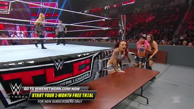 Natalya viciously sends Liv Morgan crashing through a table: WWE TLC 2018 (WWE Network Exclusive) Natalya viciously sends Liv Morgan crashing through a table: WWE TLC 2018 (WWE Network Exclusive)