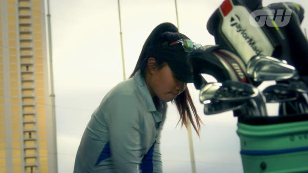Danielle Kang at Top Golf Las Vegas: 50 yard pitches