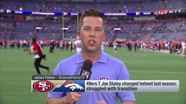 NFL Network's James Palmer: San Francisco 49ers offensive tackle Joe Staley empathizes with Antonio Brown's helmet dispute NFL Network's James Palmer: San Francisco 49ers offensive tackle Joe Staley empathizes with Antonio Brown's helmet dispute
