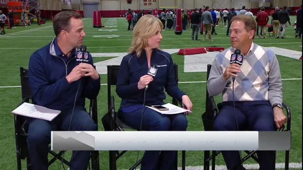 Alabama Crimson Tide head coach Nick Saban on running back Josh Jacobs: NFL teams won't find a guy who works harder Alabama Crimson Tide head coach Nick Saban on running back Josh Jacobs: NFL teams won't find a guy who works harder
