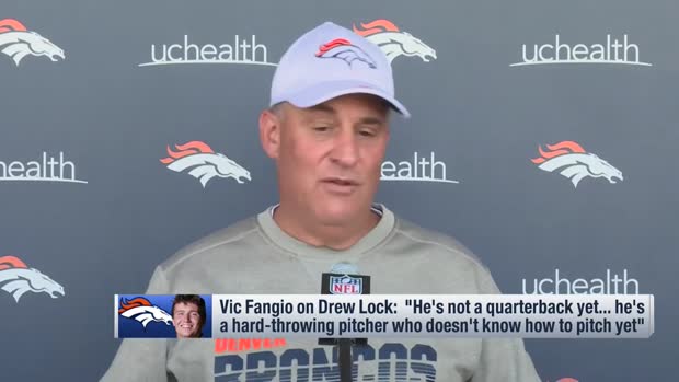 Denver Broncos head coach Vic Fangio: Rookie quarterback Drew Lock is a 'hard-throwing pitcher,' not a NFL QB yet Denver Broncos head coach Vic Fangio: Rookie quarterback Drew Lock is a 'hard-throwing pitcher,' not a NFL QB yet