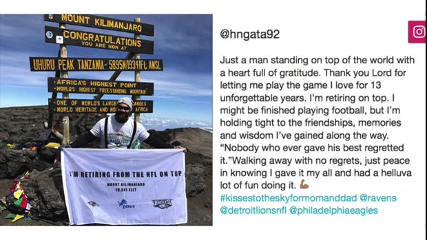 Philadelphia Eagles defensive tackle Haloti Ngata announces retirement on top of Mount Kilimanjaro Philadelphia Eagles defensive tackle Haloti Ngata announces retirement on top of Mount Kilimanjaro