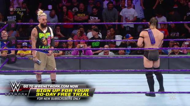 Enzo Amore kicks WWE Cruiserweight Champion Neville where it counts: WWE 205 Live, Sept. 19. 2017 Enzo Amore kicks WWE Cruiserweight Champion Neville where it counts: WWE 205 Live, Sept. 19. 2017