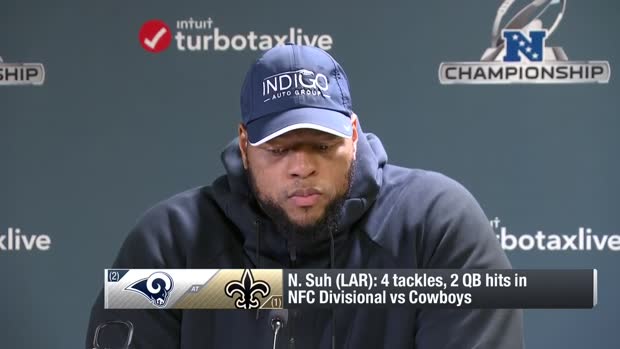 Los Angeles Rams defensive tackle Ndamukong Suh addresses media ahead of first NFC Championship appearance Los Angeles Rams defensive tackle Ndamukong Suh addresses media ahead of first NFC Championship appearance