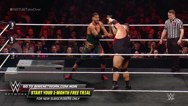 Dave Mastiff batters Eddie Dennis with a Kendo stick: NXT UK TakeOver: Blackpool (WWE Network Exclusive) Dave Mastiff batters Eddie Dennis with a Kendo stick: NXT UK TakeOver: Blackpool (WWE Network Exclusive)
