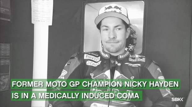 Hayden in coma after bicycle accident