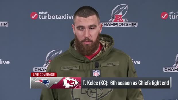 Kansas City Chiefs tight end Travis Kelce addresses the media ahead of first AFC Championship appearance Kansas City Chiefs tight end Travis Kelce addresses the media ahead of first AFC Championship appearance