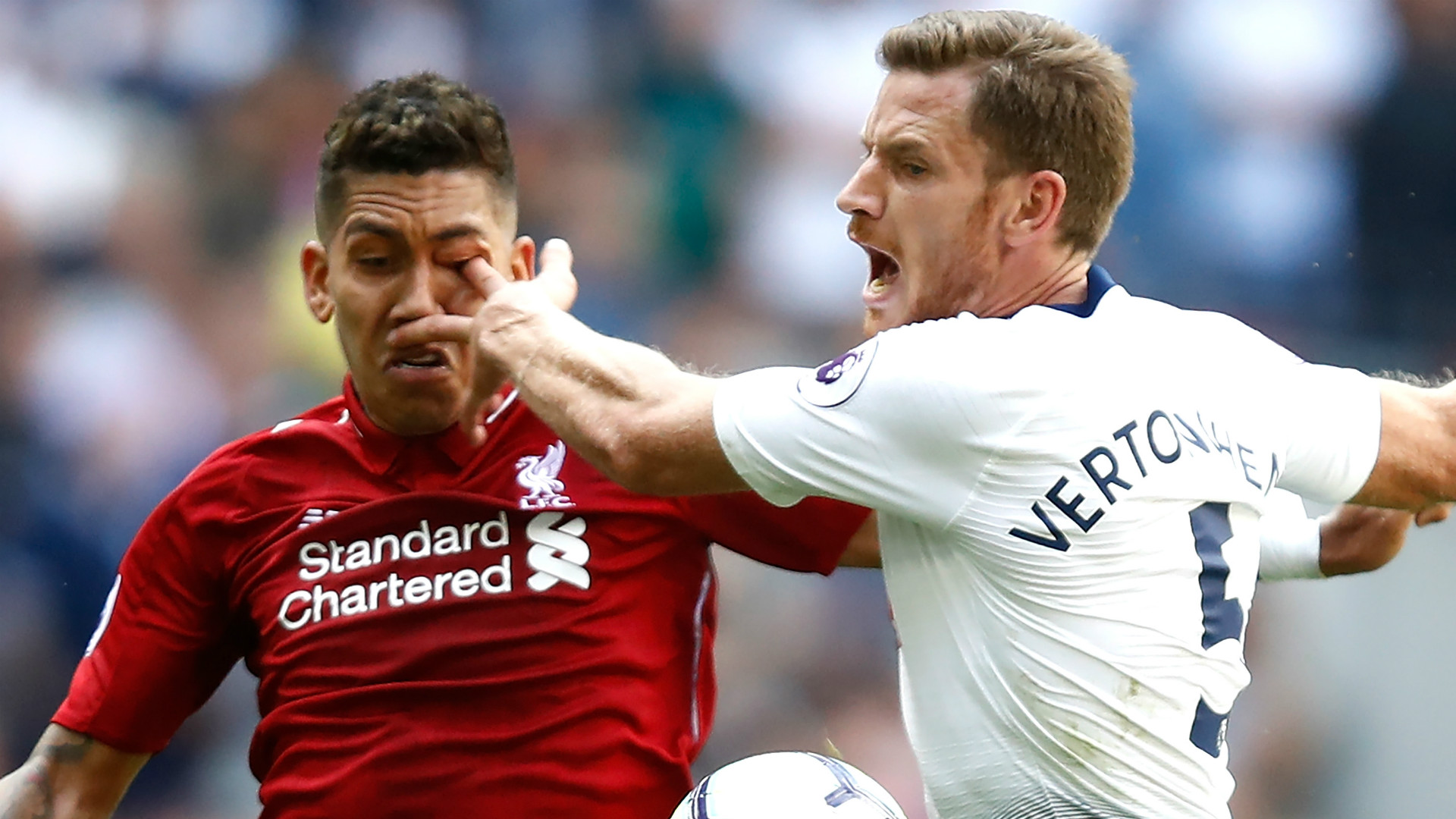 Roberto Firmino eye Jan Vertonghen Liverpool Tottenham 15092018