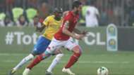 Ramadan Sobhi of Al Ahly challenged by Anele Ngcongca of Sundowns, April 2019