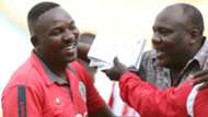 Ulinzi Stars coach Benjamin Nyangweso and Joe Birgen.