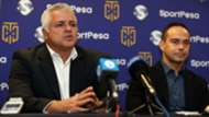 Cape Town City FC owner and chairman, John Comitis (left) and SportPesa Director, Gene Grand